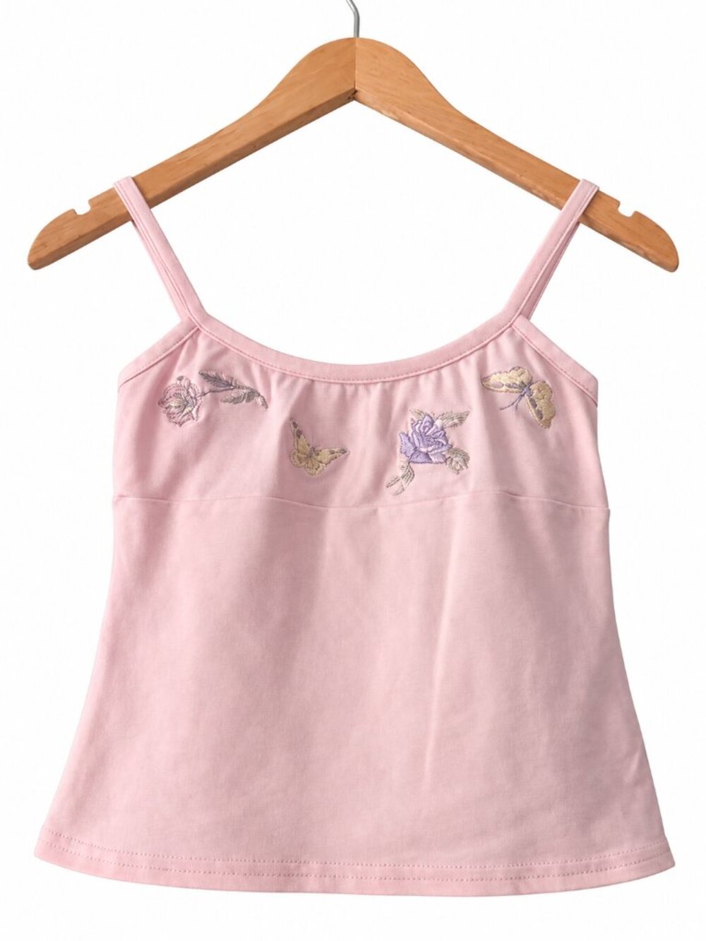 Bebe Pink Butterfly Floral Embroidered Cami Tank Y2K Fairycore Coquette S